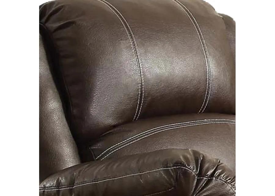 Leather Upholstered Metal Rocker Reclining Chair, Brown - Benzara