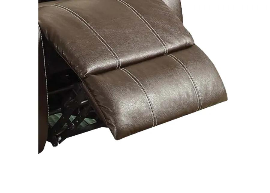 Leather Upholstered Metal Rocker Reclining Chair, Brown - Benzara