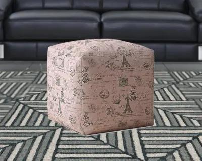 Homezia 17" Grey And Pink Pouf Ottoman