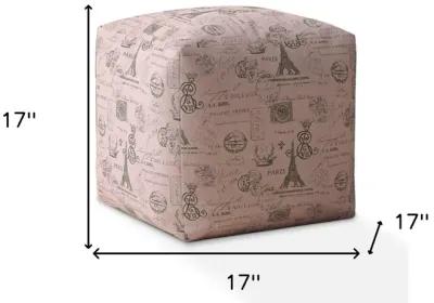 Homezia 17" Grey And Pink Pouf Ottoman