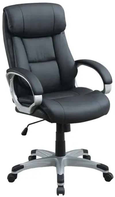 Adjustable Height Office Chair With Padded Armrests, Black