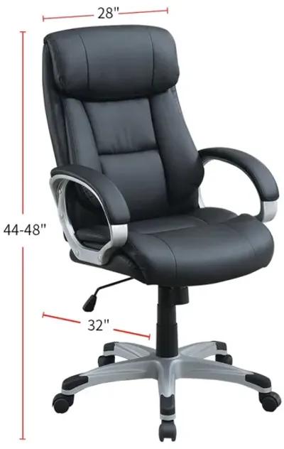 Adjustable Height Office Chair With Padded Armrests, Black