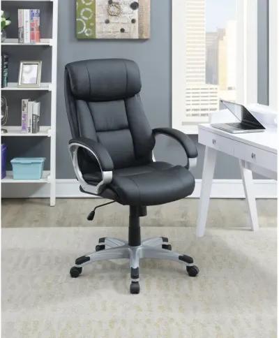 Adjustable Height Office Chair With Padded Armrests, Black