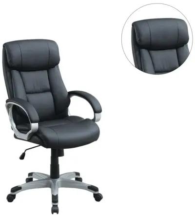 Adjustable Height Office Chair With Padded Armrests, Black