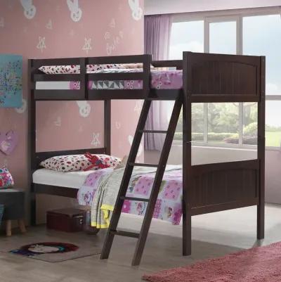 Wooden Twin Over Twin Bunk Bed Frames with Ladder and Safety Rail