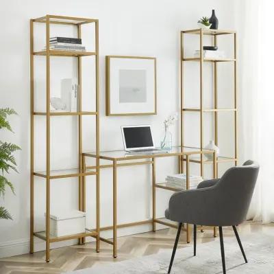 Aimee 3Pc Desk And Etagere Set Soft Gold - Desk & 2 Narrow Etageres