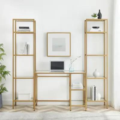 Aimee 3Pc Desk And Etagere Set Soft Gold - Desk & 2 Narrow Etageres