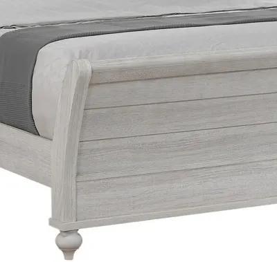 Amor King Size Bed, Planked Curved Sleigh Design, Vintage Gray Finish - Benzara