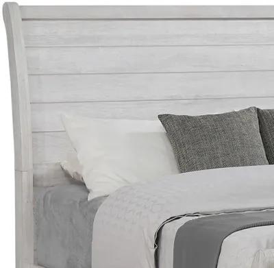 Amor King Size Bed, Planked Curved Sleigh Design, Vintage Gray Finish - Benzara