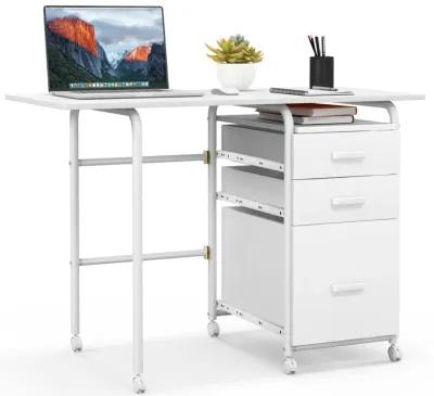 Folding Computer Laptop Desk Wheeled Home Office Furniture