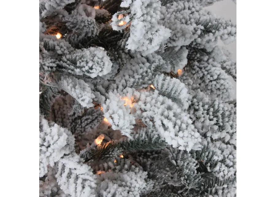 7.5' Pre-Lit Full Flocked Whistler Noble Fir Artificial Christmas Tree - Clear Lights