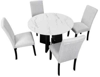 Merax 5-Piece Round Dining Table Chairs Set