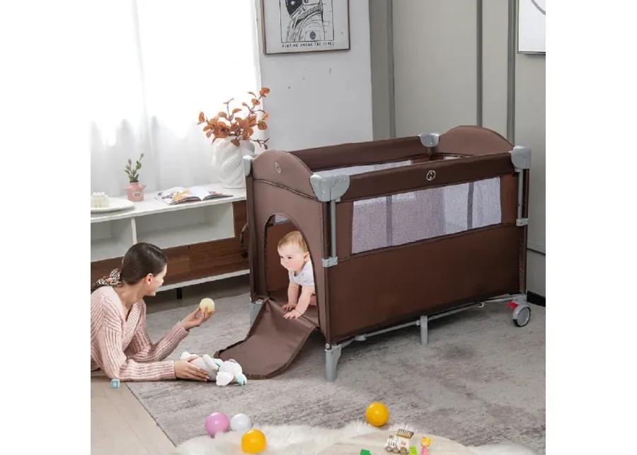 5-in-1  Portable Baby Beside Sleeper Bassinet Crib Playard with Diaper Changer