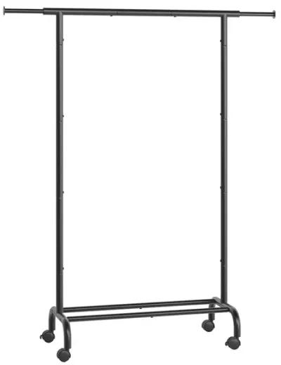 Clothes Rack with Extendable Rail and Wheels Ink Black