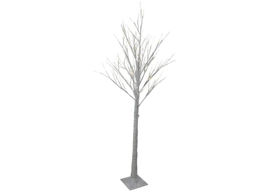 6' Lighted Christmas White Birch Twig Tree Outdoor Decoration - Warm White LED Lights