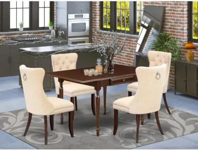 5 Piece Kitchen Table Set Contains a Rectangle Dining Table with Dropleaf