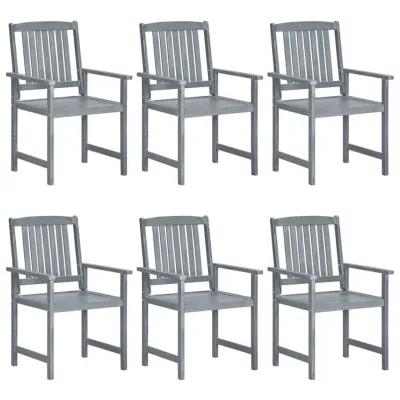 vidaXL Patio Chairs with Cushions 6 pcs Solid Acacia Wood Gray