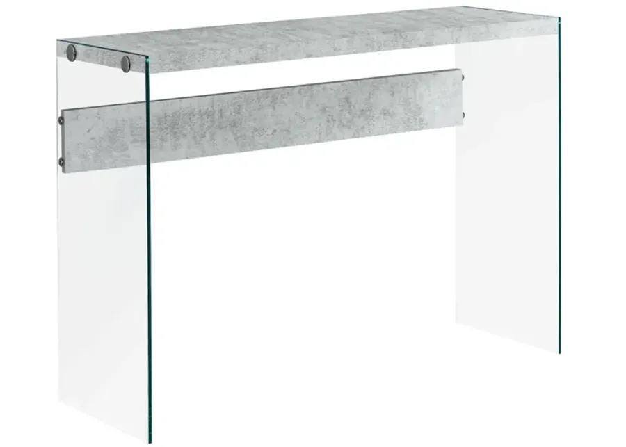 Monarch Specialties I 3232 Accent Table, Console, Entryway, Narrow, Sofa, Living Room, Bedroom, Tempered Glass, Laminate, Grey, Clear, Contemporary, Modern