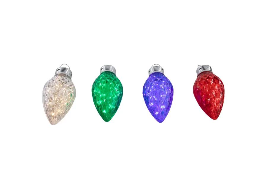 4 Count LED Multi-Color Giant C9 Faceted Twinkle Christmas Lights  12 ft White Wire