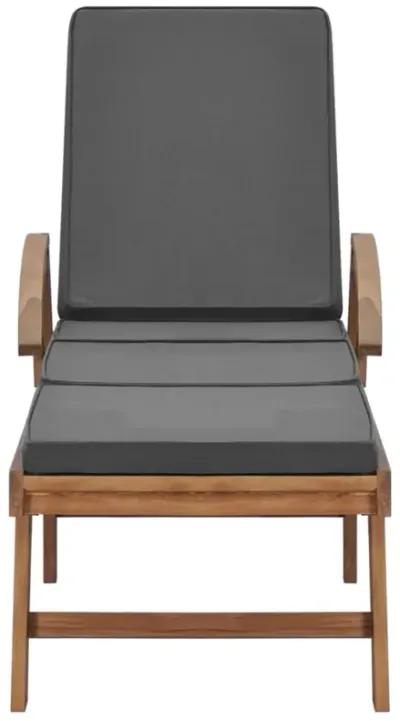 vidaXL Sun Lounger with Cushion Solid Teak Wood Dark Gray