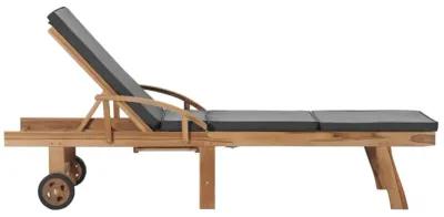 vidaXL Sun Lounger with Cushion Solid Teak Wood Dark Gray