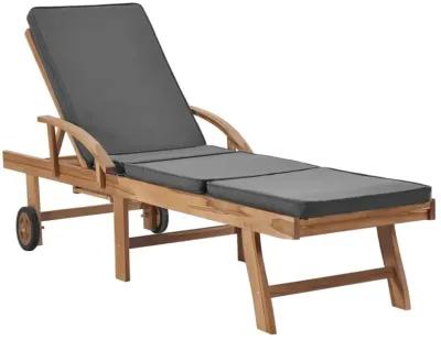 vidaXL Sun Lounger with Cushion Solid Teak Wood Dark Gray