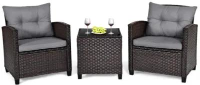 Hivvago 3 Pieces Rattan Patio Furniture Set with Washable Cushion