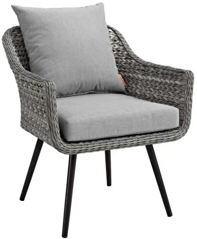 Modway - Endeavor 4 Piece Outdoor Patio Wicker Rattan Loveseat Armchair and Coffee Table Set Gray