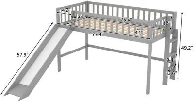 Merax  Low Loft Bed with Ladder and Slide