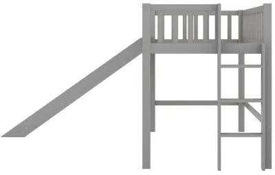 Merax  Low Loft Bed with Ladder and Slide