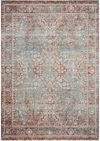 Elise ELI04 Sky/Red 3'4" x 6'5" Rug