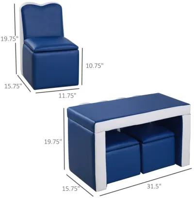 Blue Kids' Multitasker: 2-in-1 Sofa/Table Set with Storage