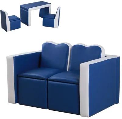 Blue Kids' Multitasker: 2-in-1 Sofa/Table Set with Storage