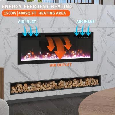 MONDAWE 36 Inch Recessed Electric Fireplace,Fireplace Heater and Linear Fireplace 1500W Adjustable 11 Flame,Remote Control with Timer for Living Room