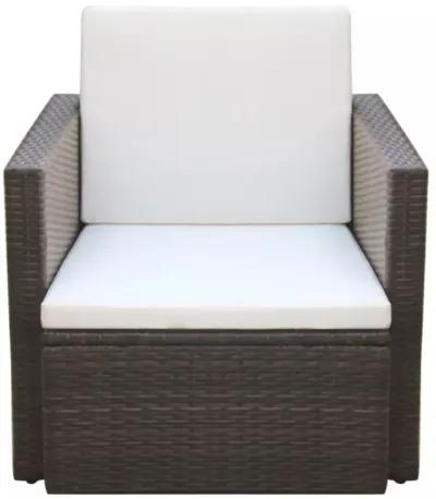 vidaXL Garden Chair with Cushions and Pillows Poly Rattan Brown