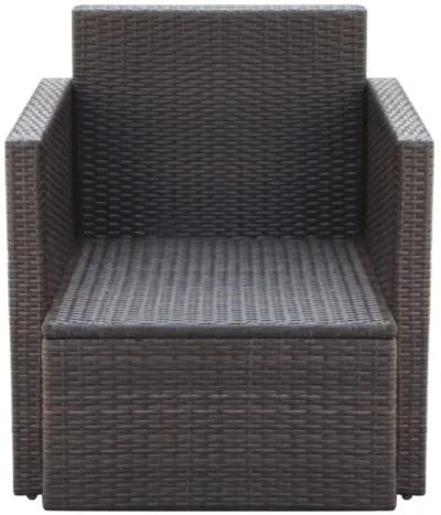 vidaXL Garden Chair with Cushions and Pillows Poly Rattan Brown