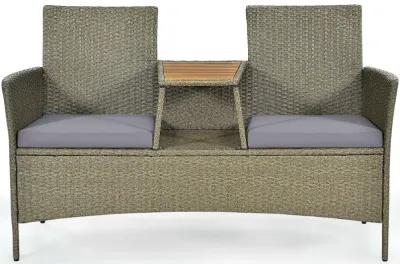 2-Person Patio Rattan Conversation Furniture Set with Coffee Table