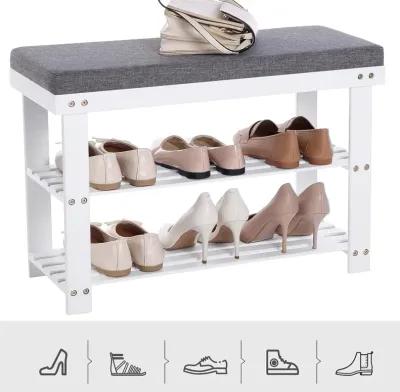 2-Tier Bamboo Shoe Bench with Stable Design for Entryway or Living Room