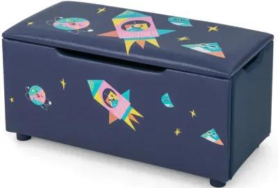 Kids Wooden Upholstered Toy Storage Box with Removable Lid