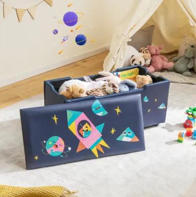 Kids Wooden Upholstered Toy Storage Box with Removable Lid