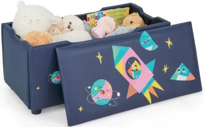 Kids Wooden Upholstered Toy Storage Box with Removable Lid