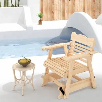 Hivvago Outdoor Wood Rocking Chair with High Back and Widened Armrests