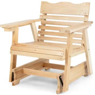 Hivvago Outdoor Wood Rocking Chair with High Back and Widened Armrests