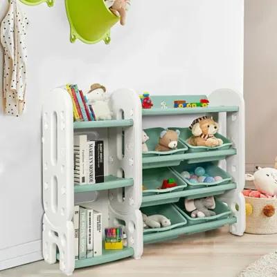 Hivvago Kids Toy Storage Organizer with Bins and Multi-Layer Shelf for Bedroom Playroom