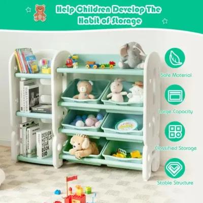 Hivvago Kids Toy Storage Organizer with Bins and Multi-Layer Shelf for Bedroom Playroom