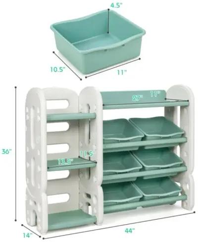 Hivvago Kids Toy Storage Organizer with Bins and Multi-Layer Shelf for Bedroom Playroom