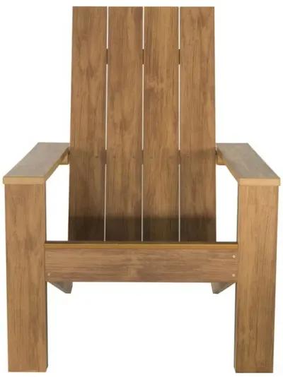 West Outdoor Patio Adirondack Chair, 30 Inch, Wood Style Natural Brown - Benzara