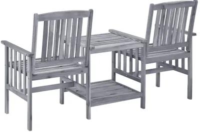 vidaXL Patio Chairs with Tea Table and Cushions Solid Acacia Wood