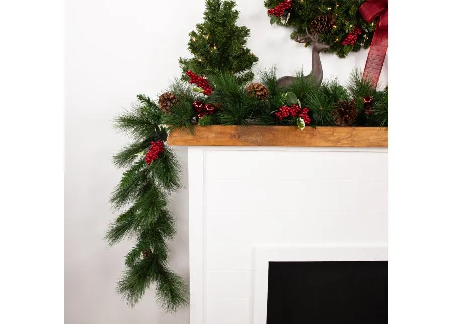 9' x 14" White Valley Pine with Pine Cones Artificial Christmas Garland - Unlit