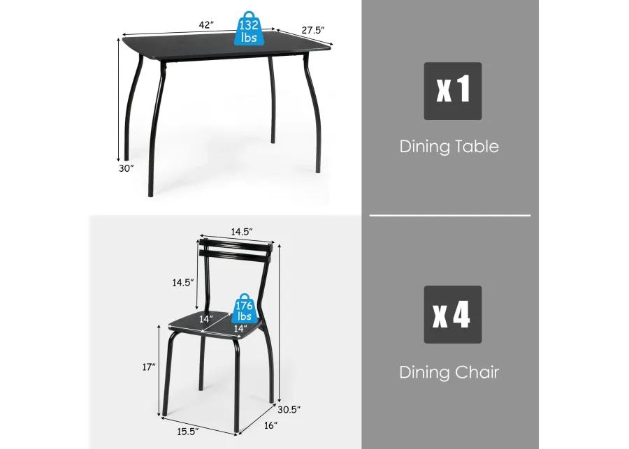 5 Pieces Dining Table Set with 4 Chairs